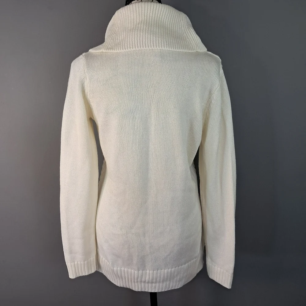 Calvin Klein Womens Ivory/White Turtle Neck Sweater Size Small